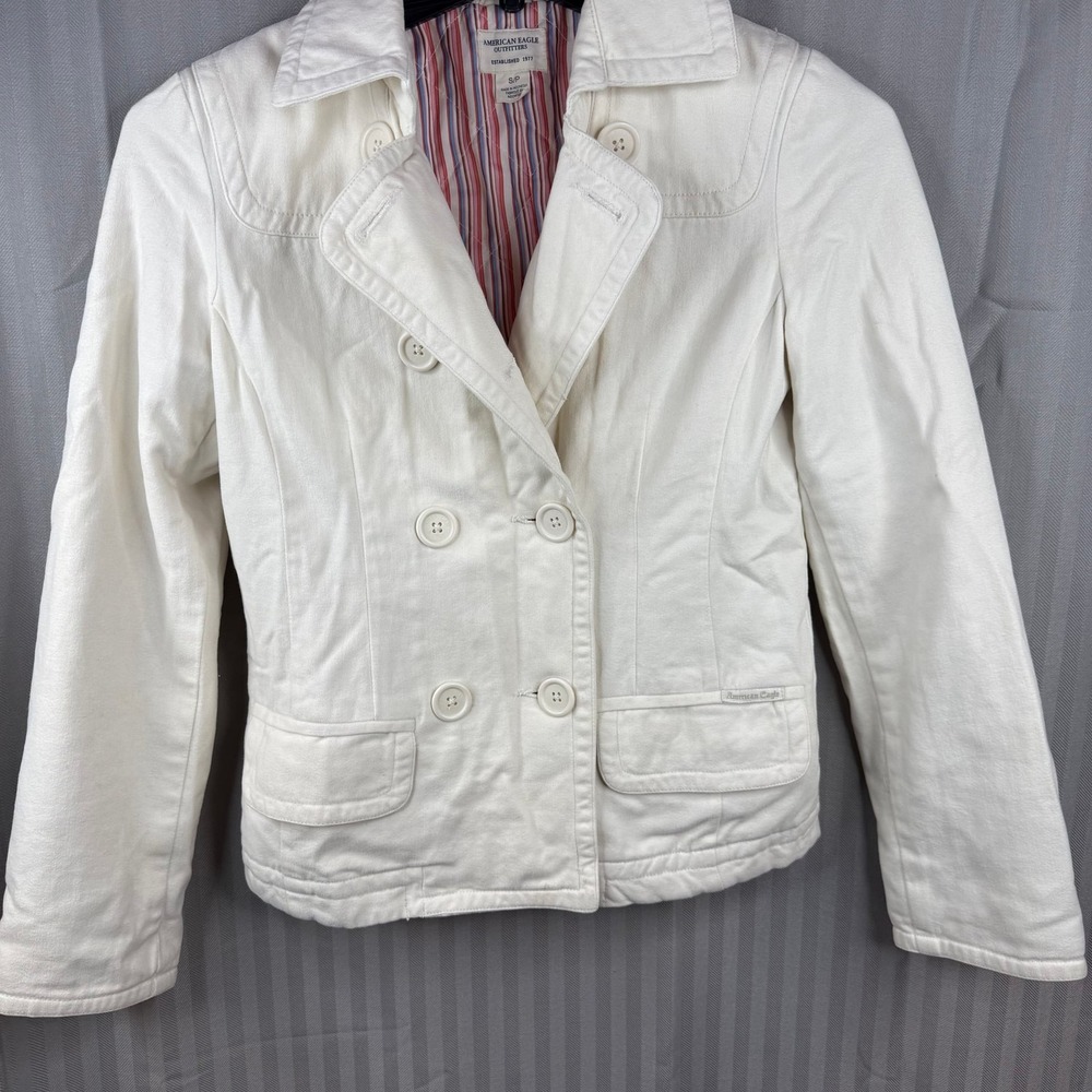 American Eagle Cream Coat Jacket Small Double Bre… - image 6